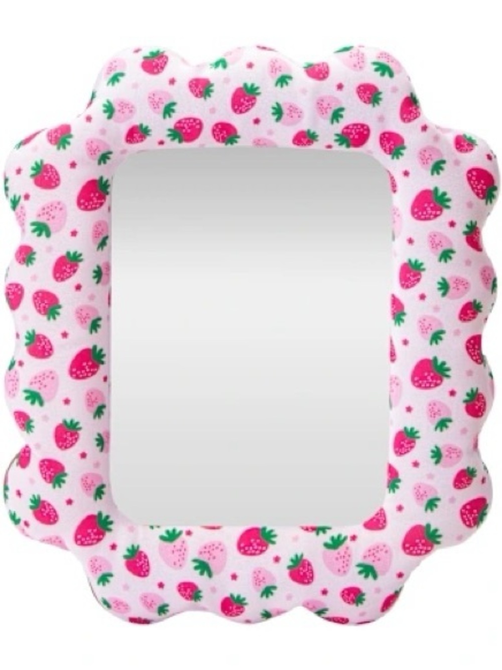 Strawberry Print Scalloped Frame Mirror - Pink